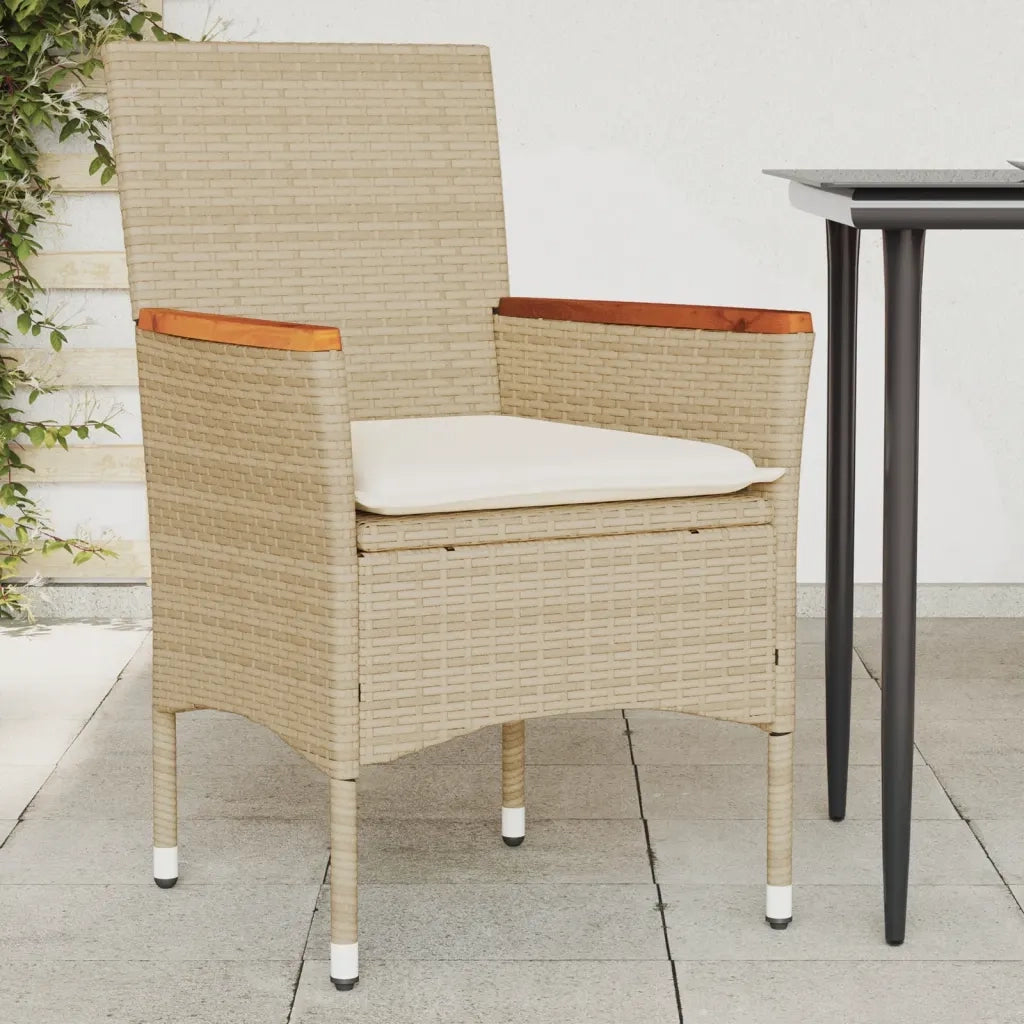 Sedie da Giardino con Cuscini 2 pz | Sedie da Esterno Beige in Polyrattan
