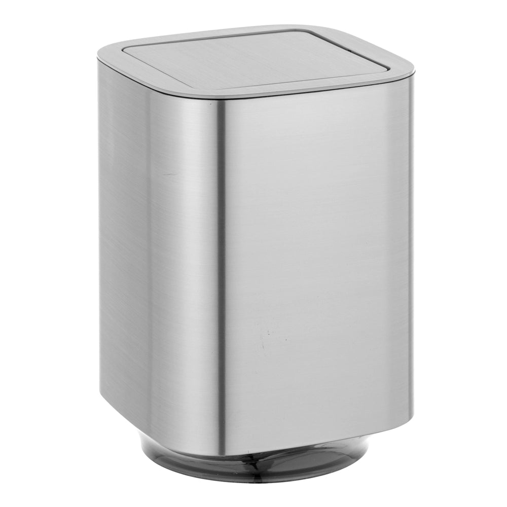 Set accessori bagno con cestino portarifiuti e porta scopino color argento satinato e nero Lumina