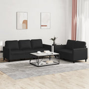 Set di Divani 2 pz con Cuscini Nero in Similpelle 3201760