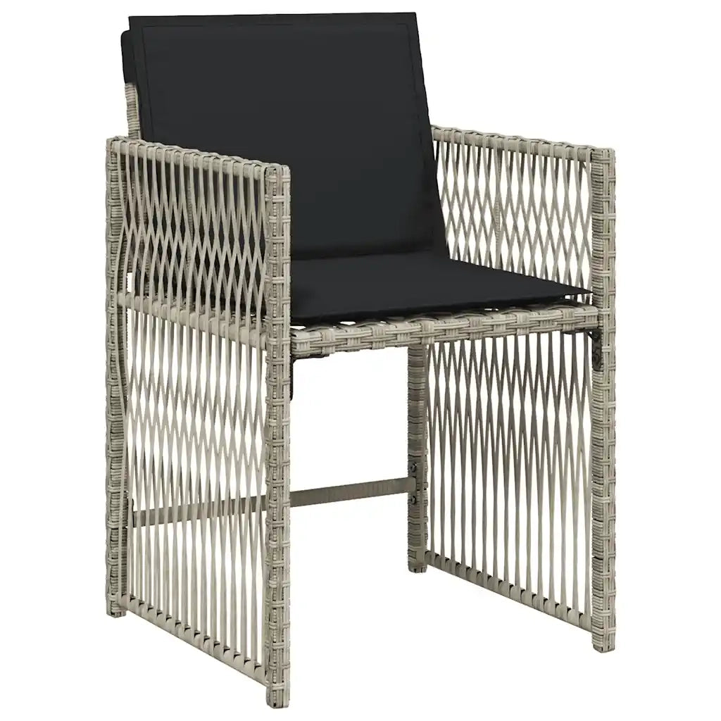 Set da Pranzo da Giardino 7 pz Cuscini Polyrattan Grigio Chiaro 3211631