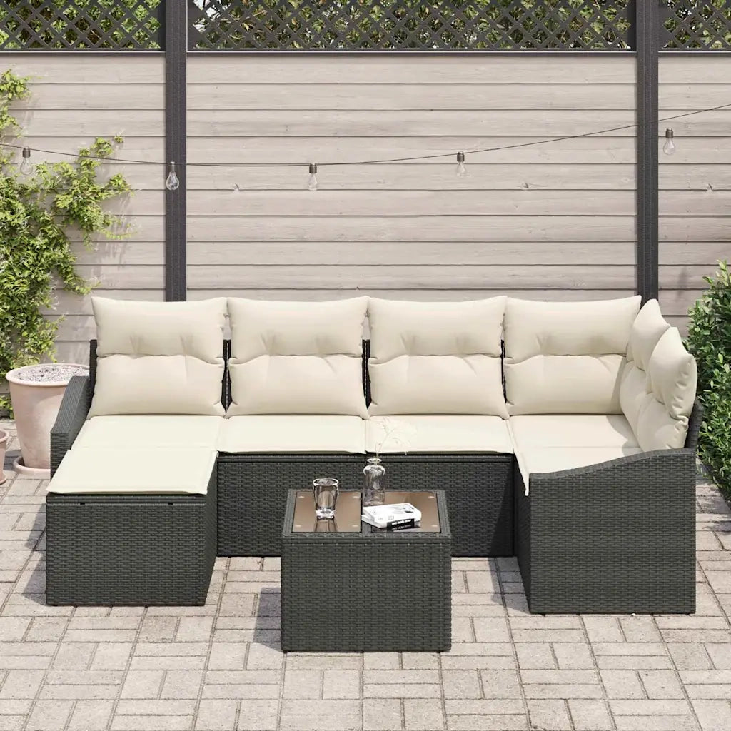 Set da Pranzo per Giardino con cuscino 7 pcs Marrone e Crema 3355466