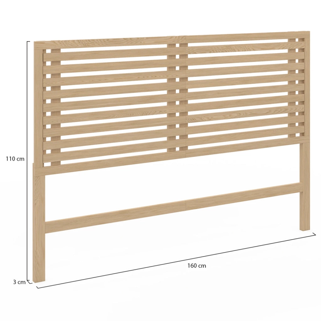 IDMarket - Cabecero de listones de madera clara AVA 160 CM