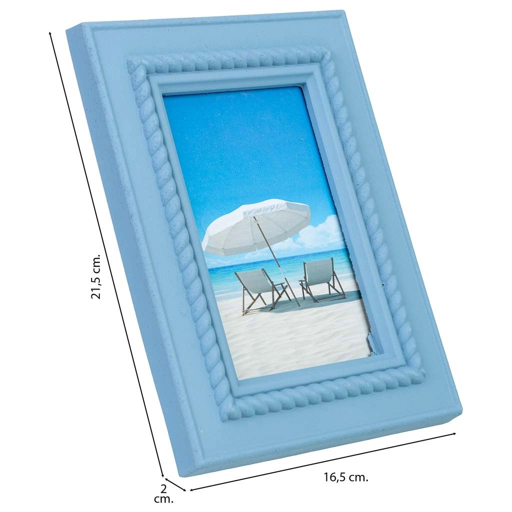 Cornice portafoto in legno, 12x15 cm, blu, 16,5x2x21,5 cm