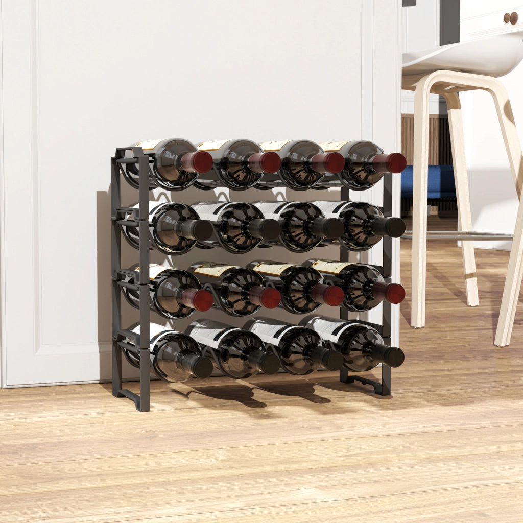 Scaffale per Vino ¨C Zephmum ¨C Nero, Metallo, 4 Livelli