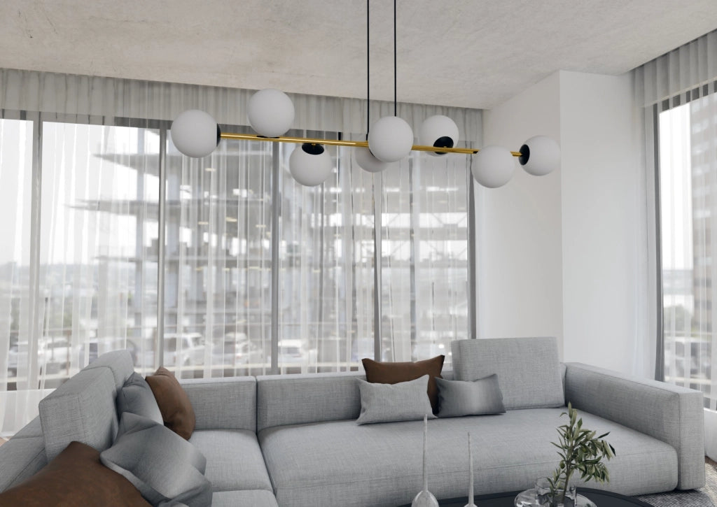 Lampadario Emibig Gravity 8, 8xE14 nero oro bianco 140cm