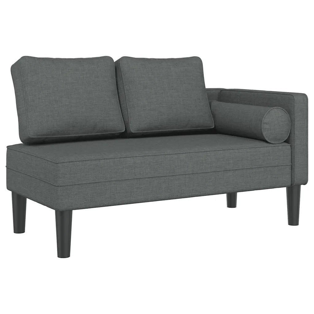 Chaise Longue con Cuscini Grigio Scuro in Tessuto 4007580