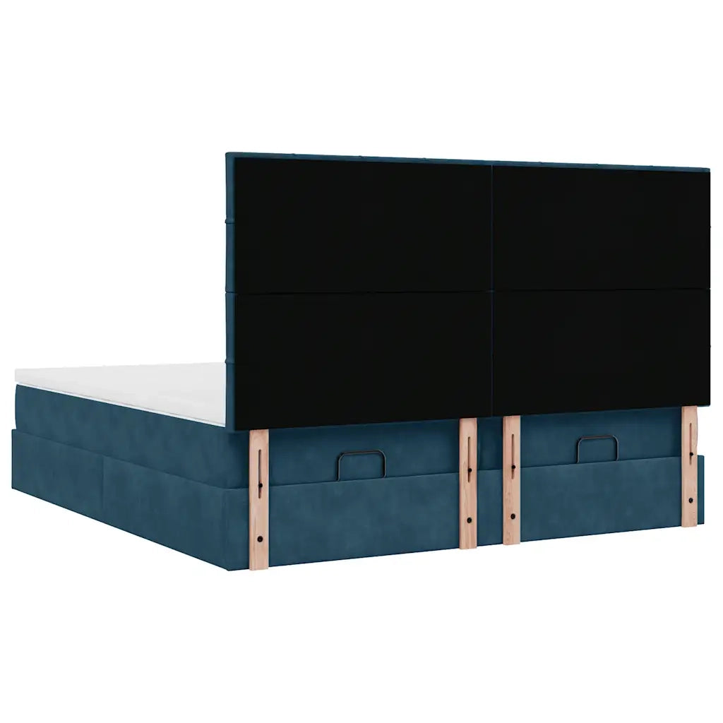 Pouf Letto con Materassi e LED Blu Scuro 200x200cm Velluto 3314631