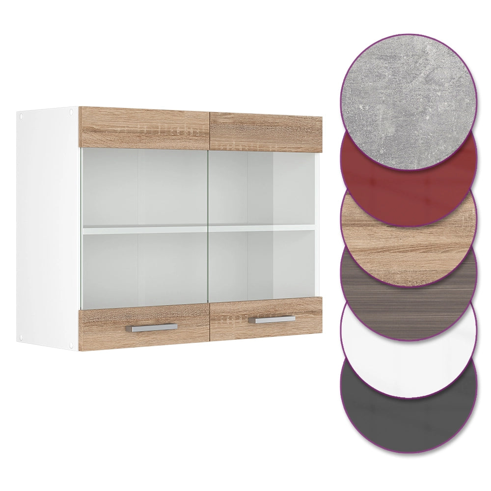 Mobile da cucina in vetro R-Line Sonoma/Bianco 80 cm Vicco