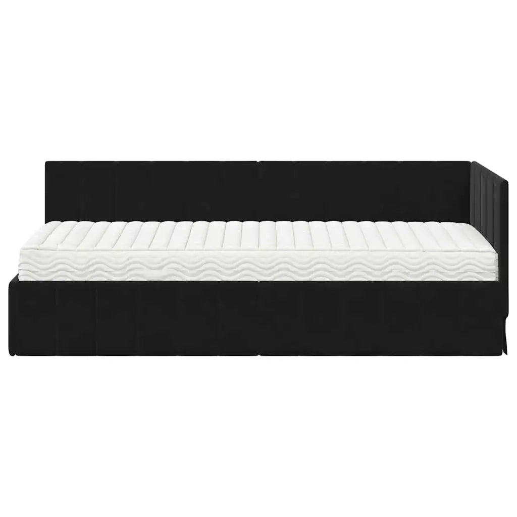 Struttura Letto Angolare con Materasso 2 pcs Nero Velluto 3393843