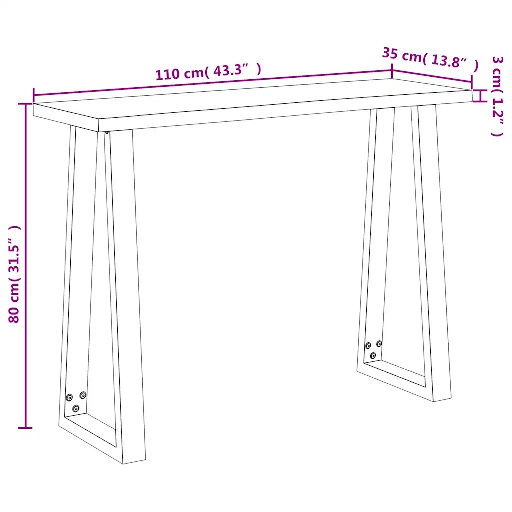 Tavolo Consolle | Tavolo d'Ingresso Bordi Vivi 110x35x80 cm Legno Massello Acacia