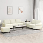 Set di Divani 3 pz con Cuscini Crema in Velluto 3202268