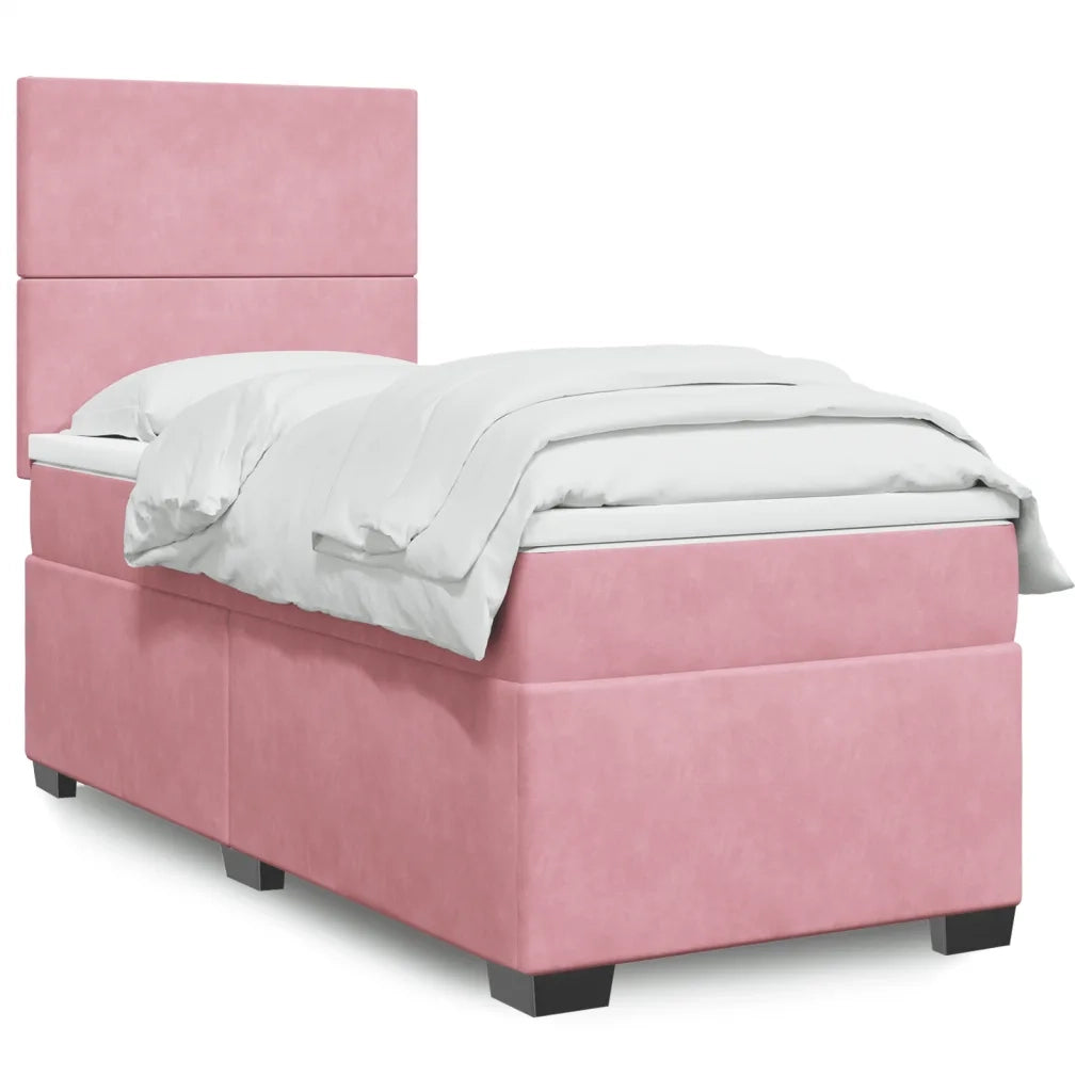 Giroletto a Molle con Materasso Rosa 80x200 cm in Velluto 3290761