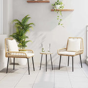 Set da Pranzo per Giardino 3 pcs Marrone e Crema polyrattan 42010359