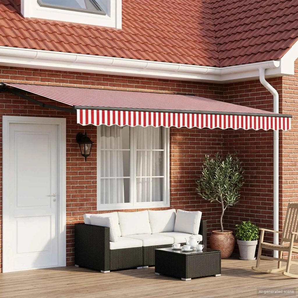 Tenda retrattile manuale Rosso e Bianco 4,5 × 3,5 m 3420467