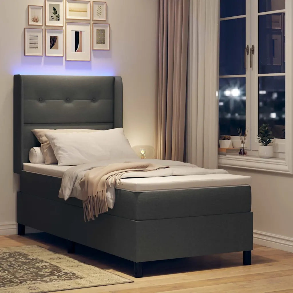Letto a Sorgente LED Grigio chiaro 90 x 200 cm Tessuto