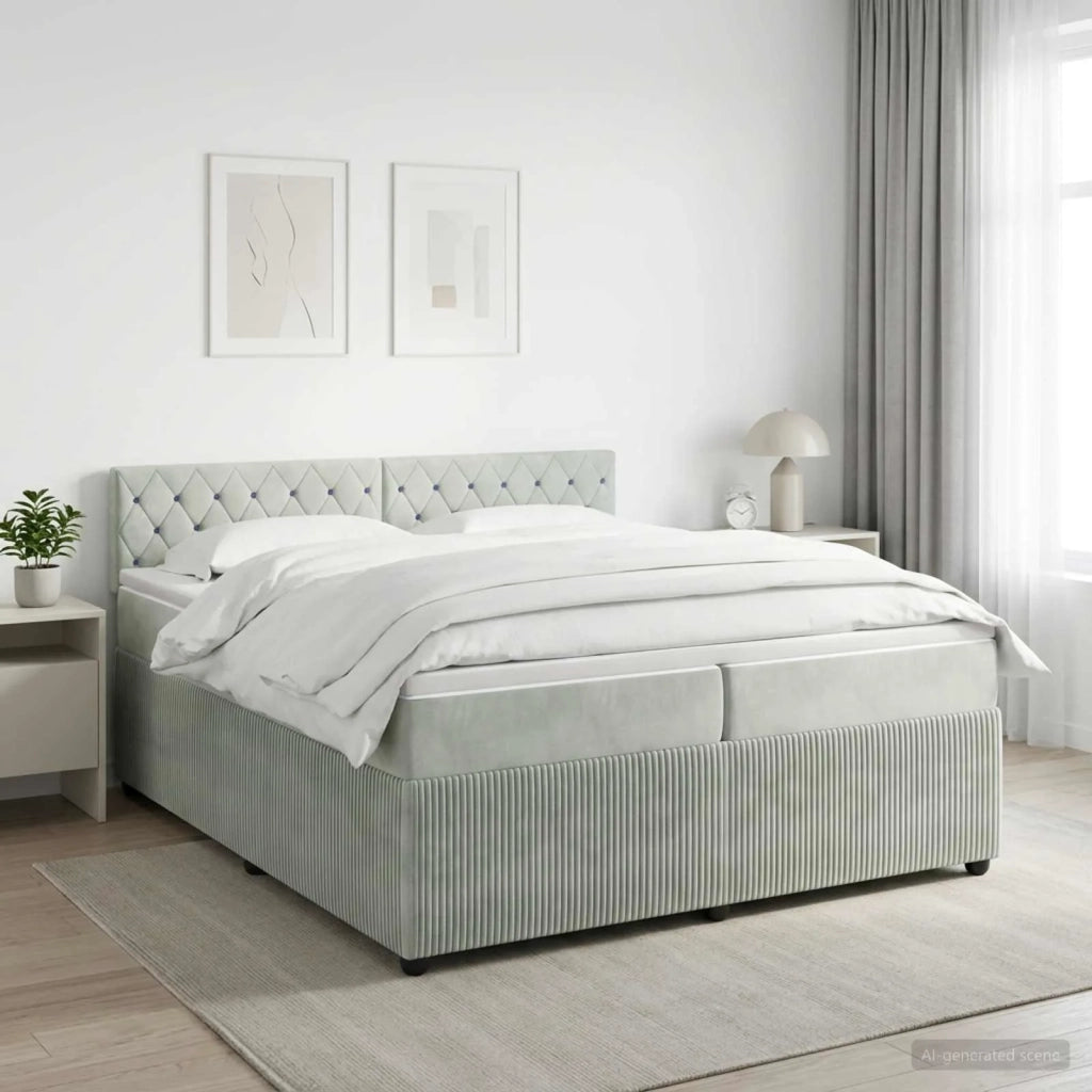 Letto box spring con materasso Grigio Chiaro 200 x 200 cm 3451739