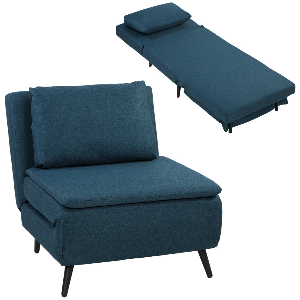 Divano Letto 1 Posto ¨C Minimal ¨C Blu, Tessuto, Dossier Regolabile