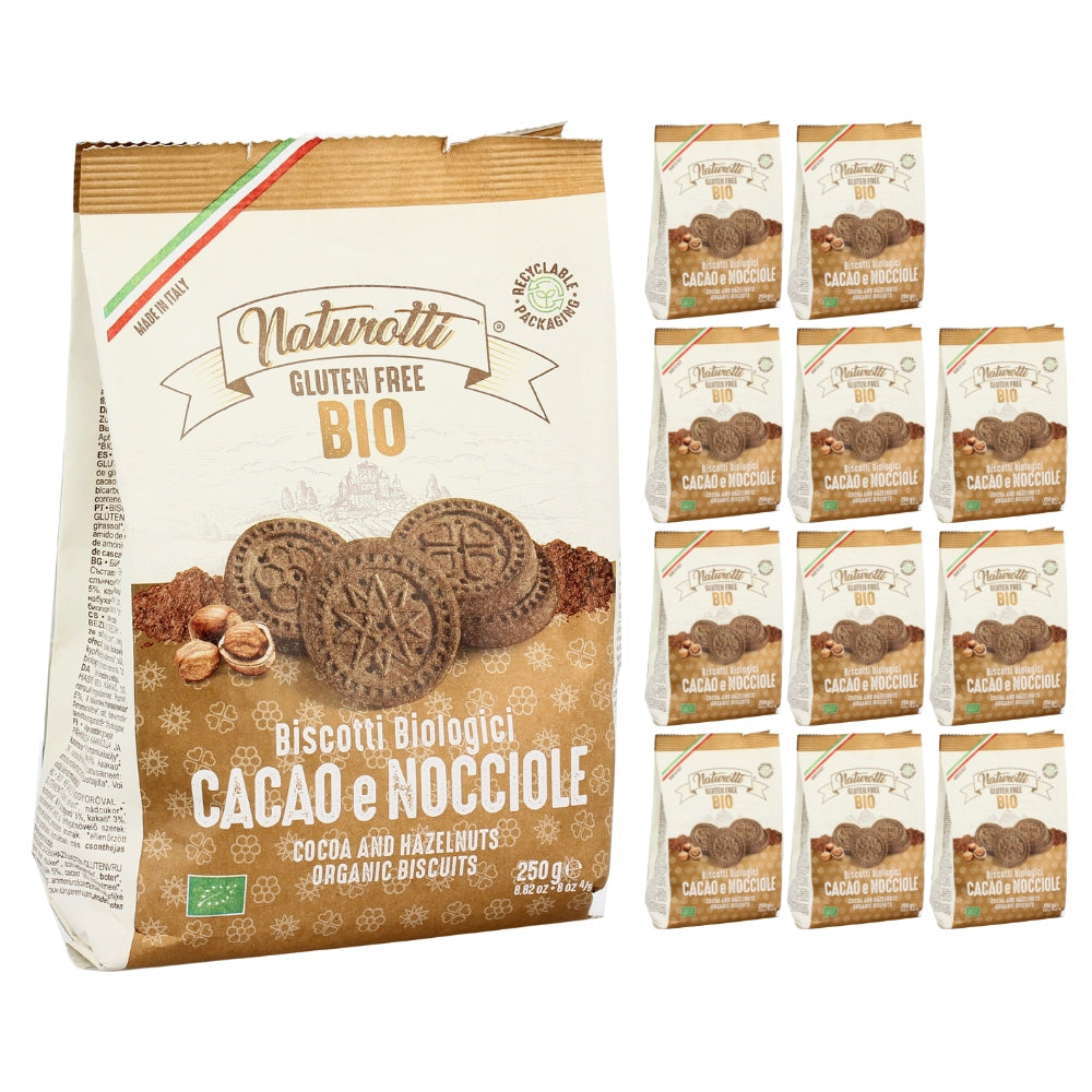 Pasta natura biscotti naturotti al cacao e nocciole 12 confezioni da 250 grammi