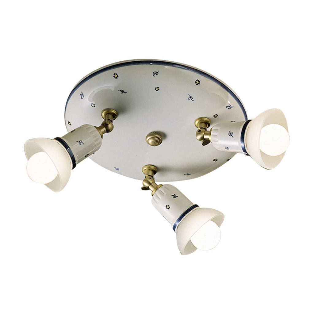 Plafoniera Classica Savona Ceramica E Ottone Satinato Decorato 3 Luci E14