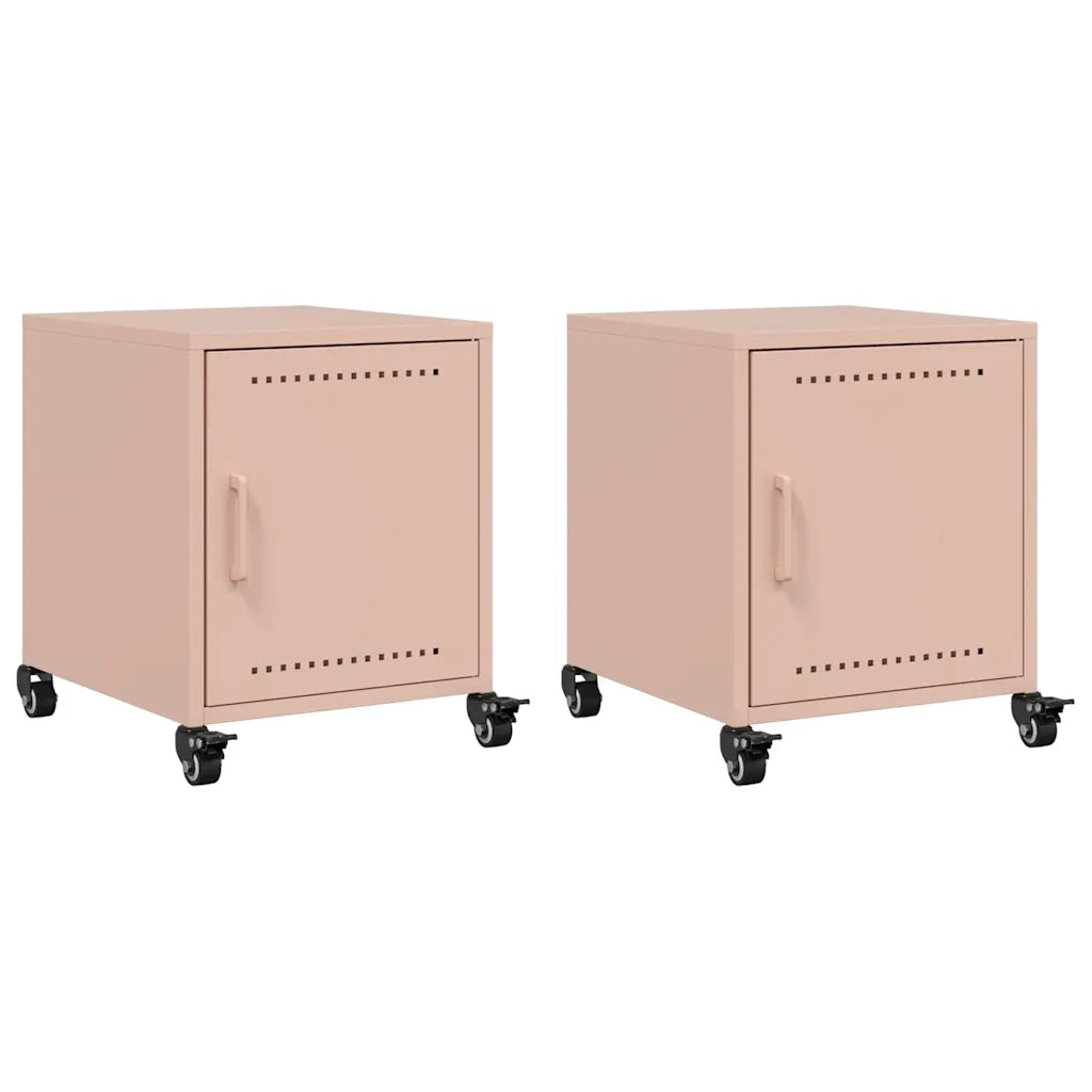 Comodini 2 pz Rosa 36x39x43,5 cm in Acciaio 846617