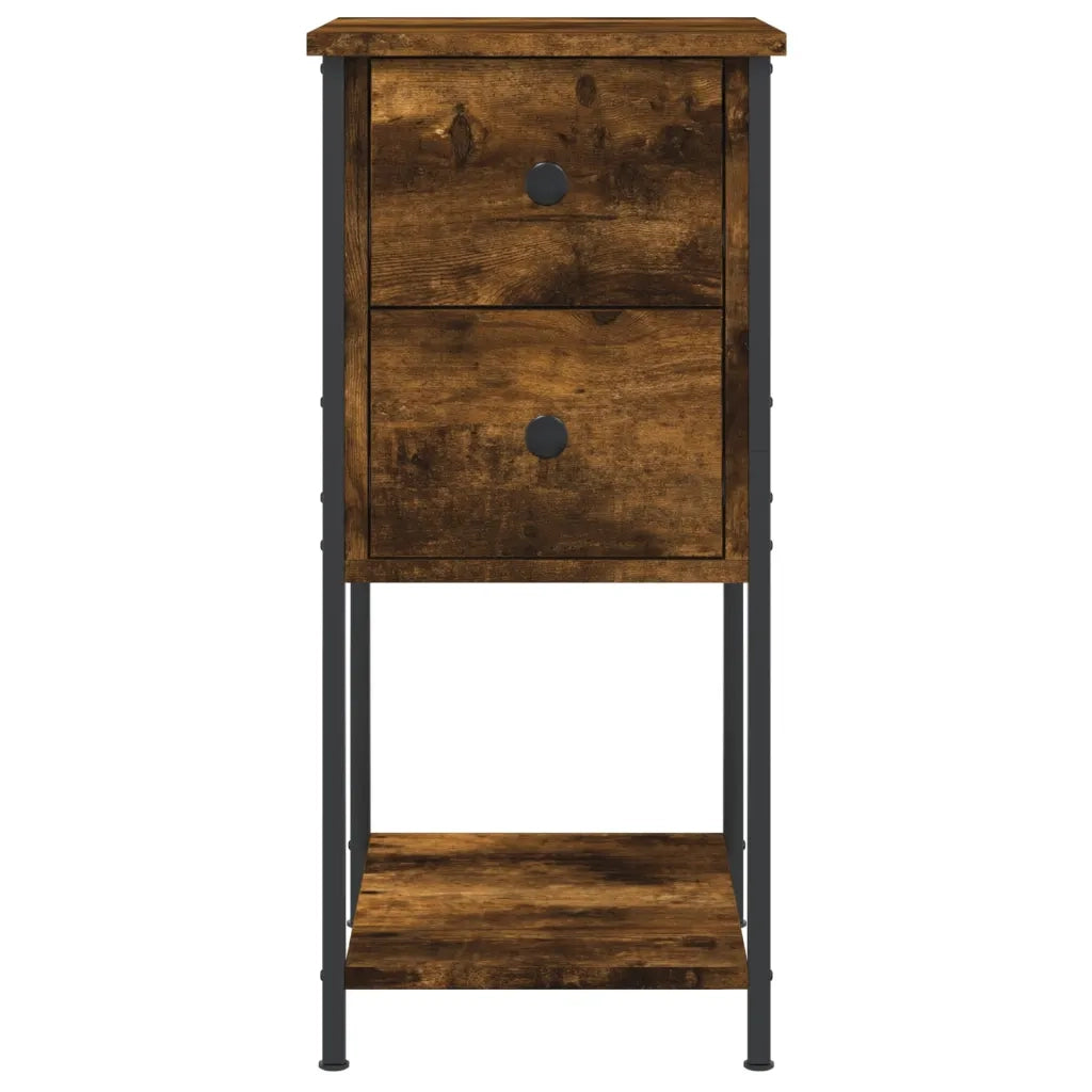 Set di 2 Comodini | Armadio da Notte | Mobiletto da notte Rovere Fumo 32x42x70 cm in Legno Multistrato