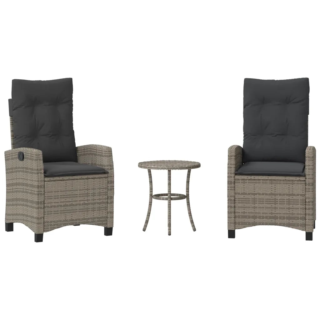 Set da Bistrò 3 pz con Cuscini Grigio in Polyrattan 365227