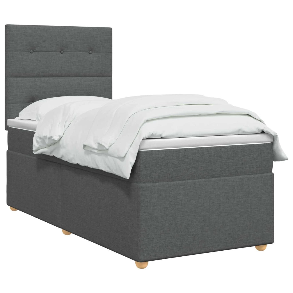 Letto Box Spring LED con Materasso Grigio Scuro 80 x 200 cm 3455728