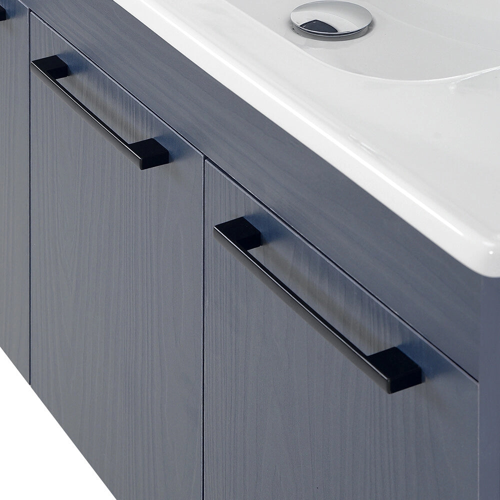 Mobile bagno sospeso 65 cm blu con specchio Sofia