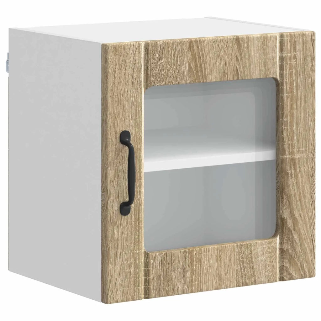 Pensile da cucina | Mobile in vetro da parete LUCCA 2 pz Rovere Sonoma