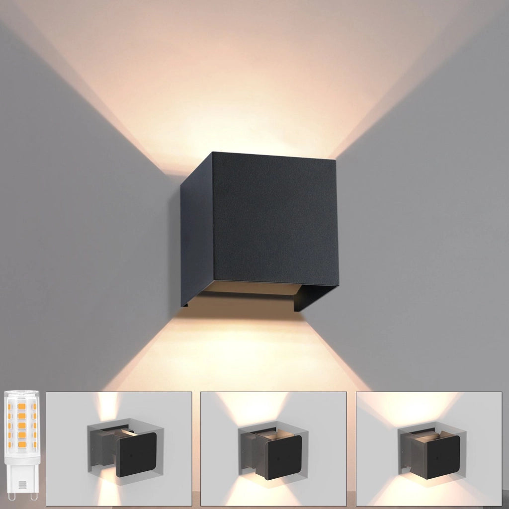 ZMH Applique da Muro Esterna LED Nera Up Down IP65 3000K per Scale