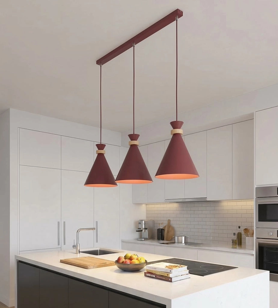 Lampada sospesa ZERO 3xE27 borgogna legno Emibig