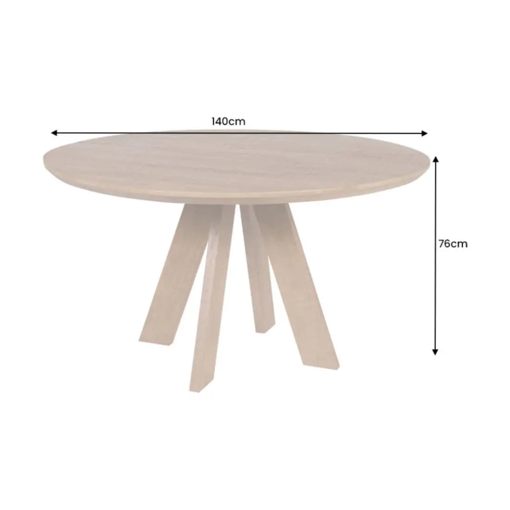 Tavolo da pranzo ELYA – Rotondo diametro 140 cm – Legno massiccio di mango – Stile rustico