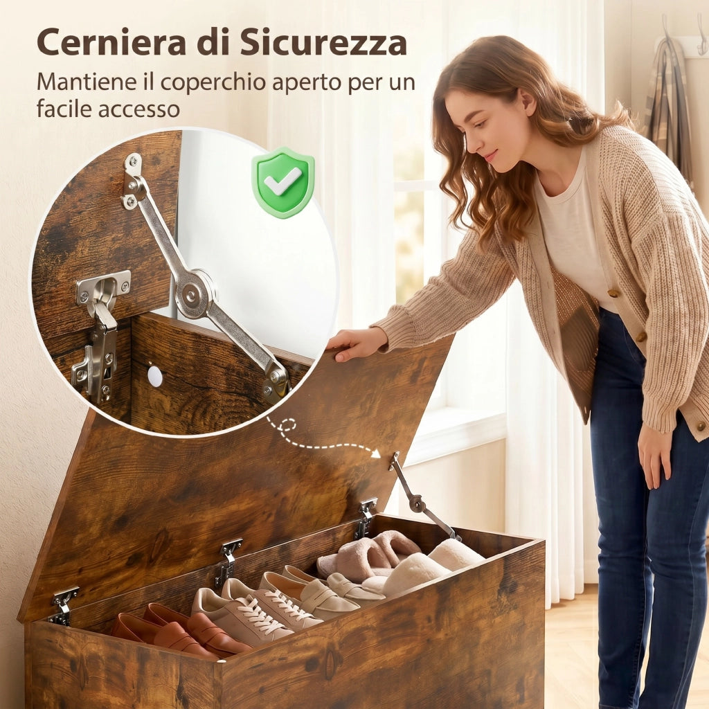 Panca contenitore in legno marrone ¨C Xylo ¨C 100x40x40 cm, capacit¨¤ 120 kg