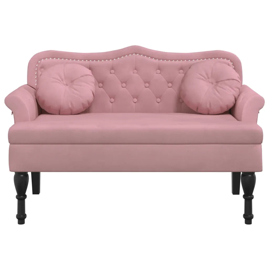 Panca con Cuscini-Sgabello-Divano Rosa 120,5x65x75 cm in Velluto