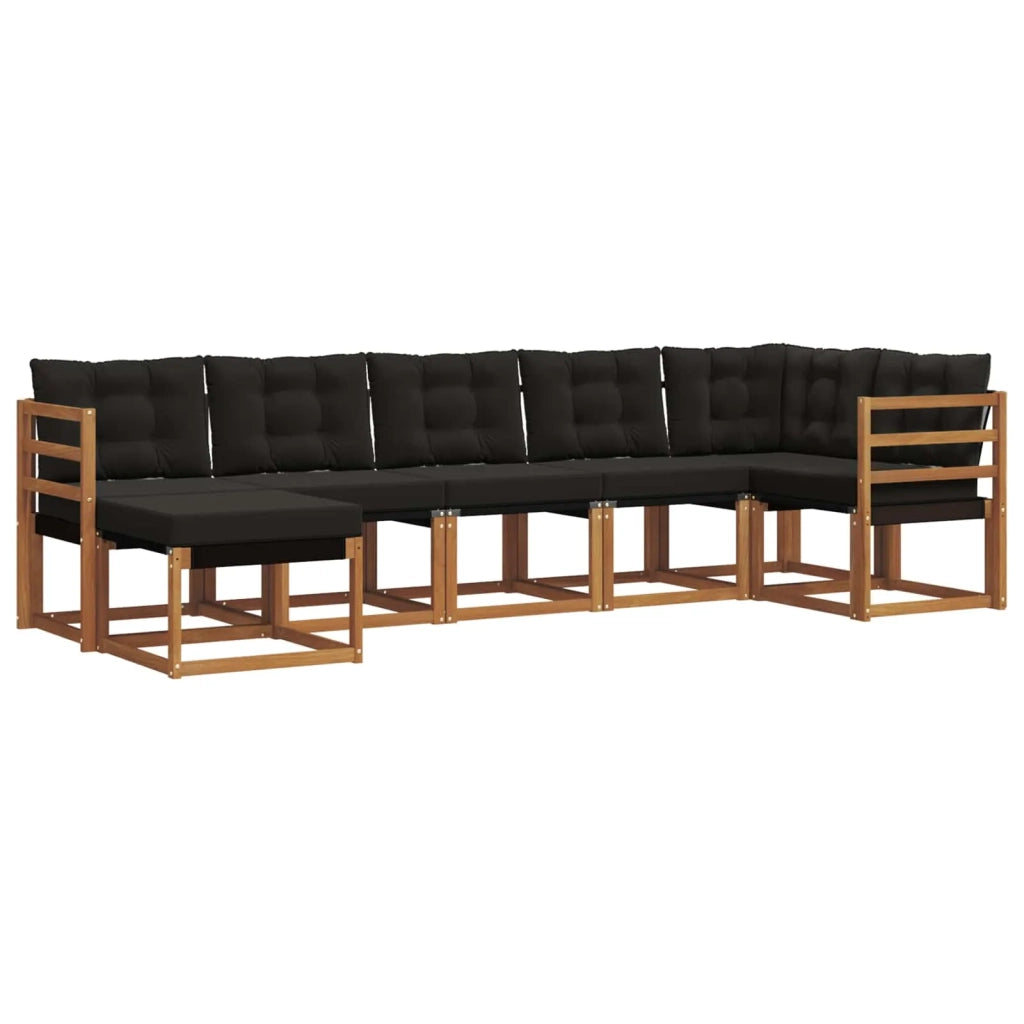 Set di divani da esterno con cuscino 7 pcs Naturale e Nero 3368871
