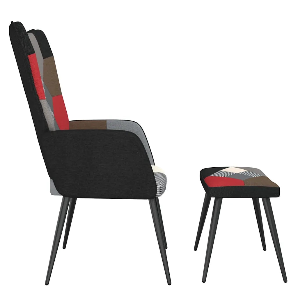 Sedia Relax con Sgabello in Tessuto Patchwork 328198