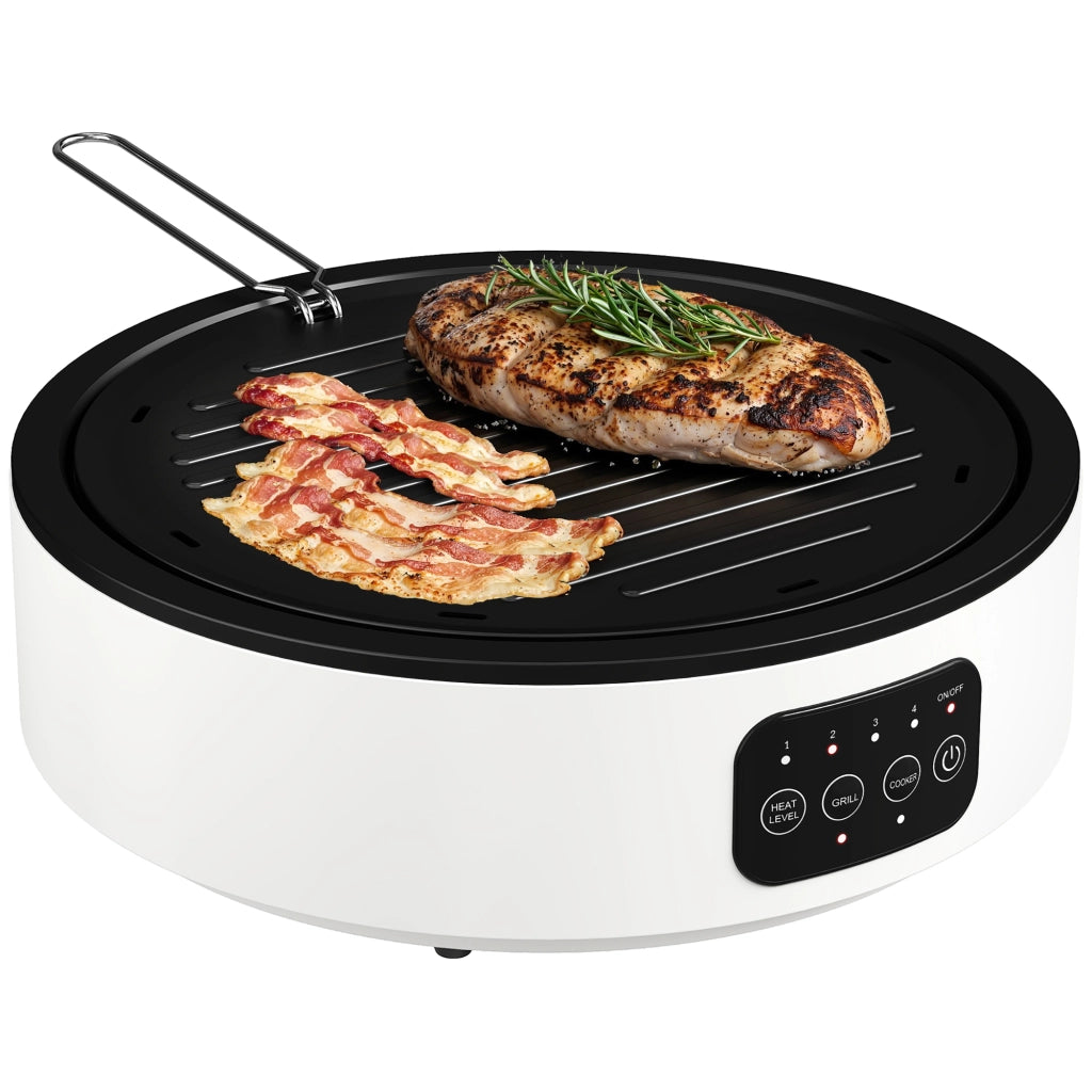 Piano cottura barbecue 2 in 1 ceramico ¨C zephmum ¨C 2000W 4 livelli bianco