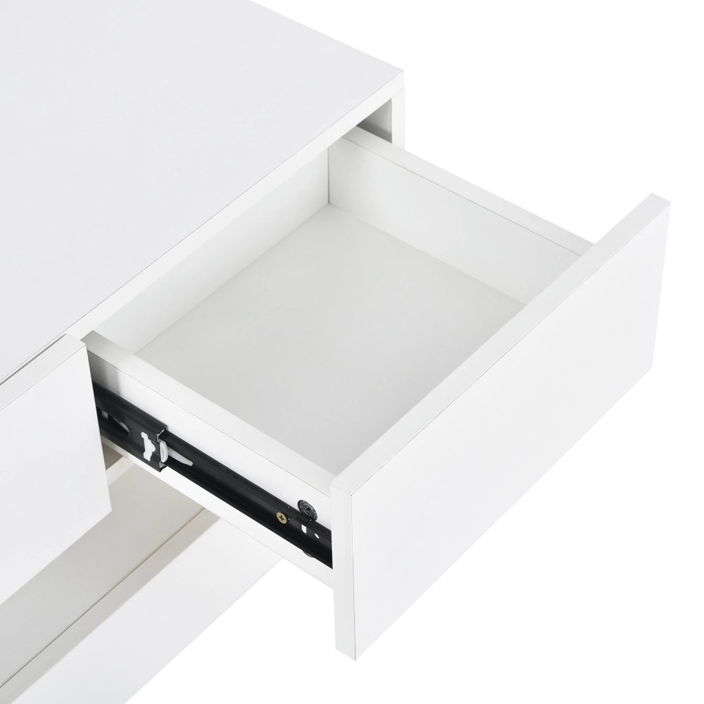 Mobile TV sospeso LED in MDF bianco con 4 cassetti, 2 vani e controllo Bluetooth da app