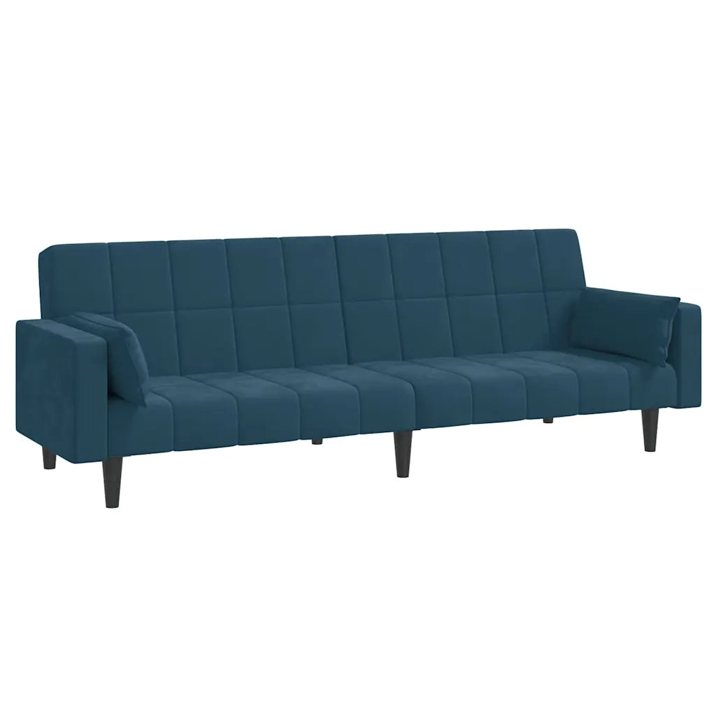 Divano Letto a 2 Posti con 2 Cuscini-Sofa Letto 2 Posti-Daybed Blu in Velluto 827360
