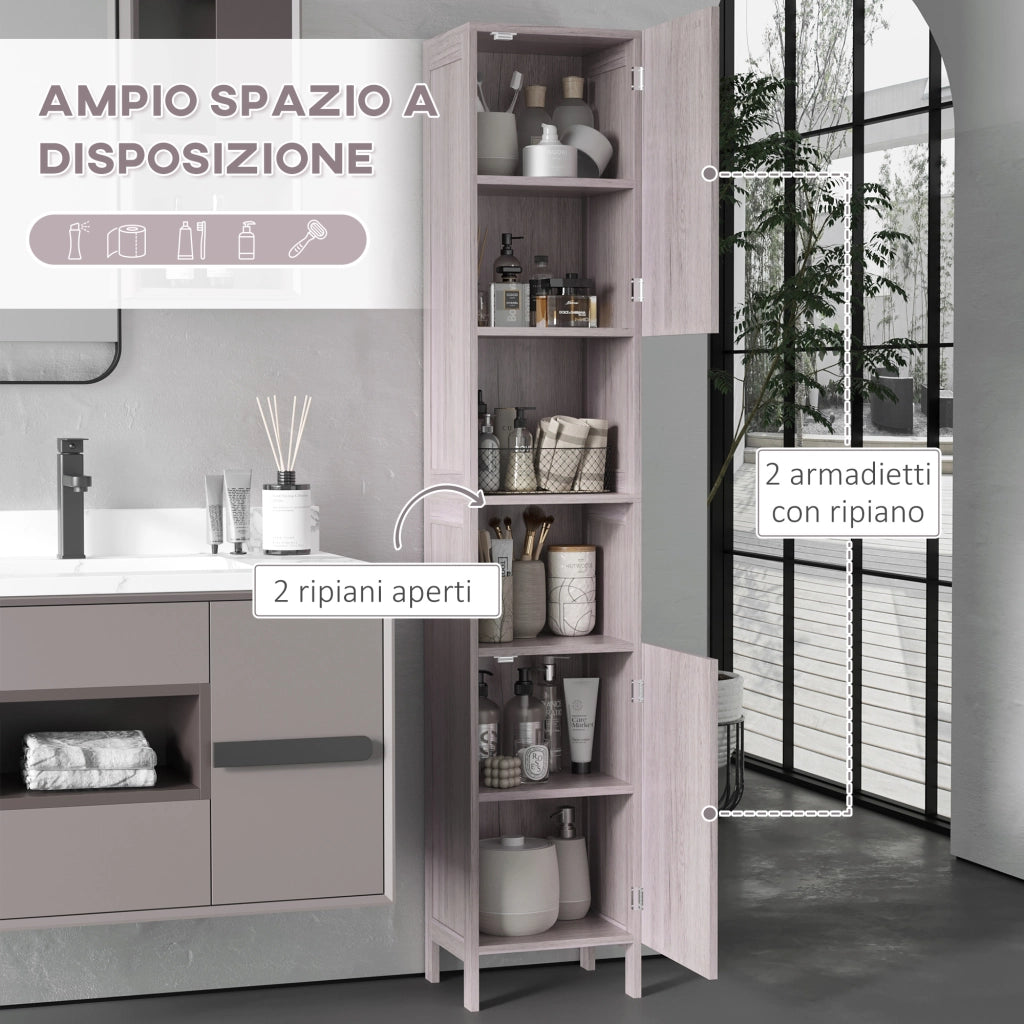 Colonna bagno in legno MDF con 2 armadietti e 2 ripiani aperti ¨C Xylo ¨C 30x32x172.5 cm