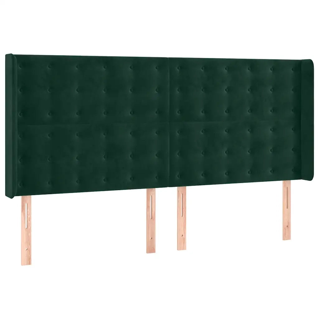 Letto a Molle con Materasso e LED Verde Scuro 180x200cm Velluto 3139820