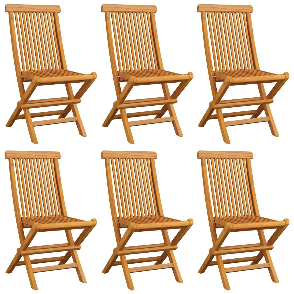 Sedie da Giardino con Cuscini Grigi 6 pz in Massello di Teak 3065606