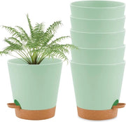 Set di vaso autoirrigante da 6 pezzi con sistema di innaffiatura - vaso rotondo per piante da interni e balcone - cactus succulente - 165 cm verde