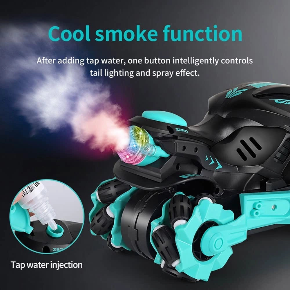 Trade Shop - Motocicletta Acrobatica Telecomandata Con Effetto Sonoro Spruzzi D'acqua Q-d3 -