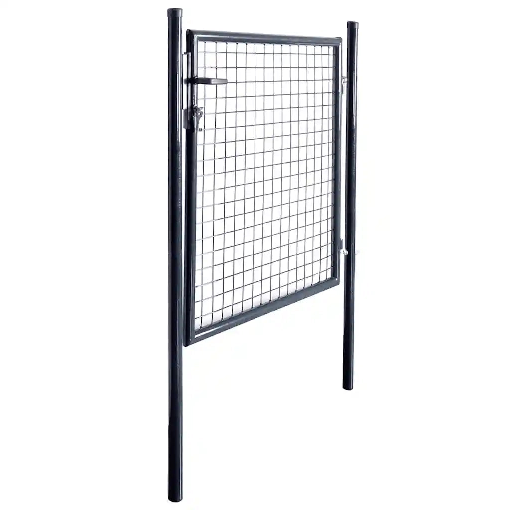 Cancello da Giardino in Rete di Acciaio Zincato 100x100 cm Grigio 143369