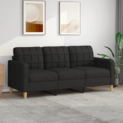 Divano a 3 Posti-Sofa 3 Posti Nero 180 cm in Tessuto 407451