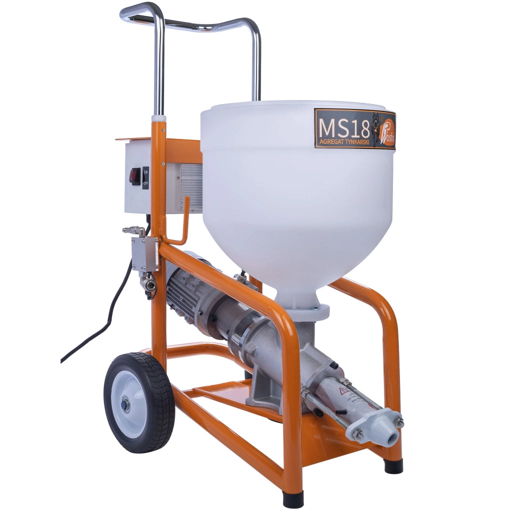 Agitatore per Intonaco MaxStream18 – Motore 1800W, Flusso 12L/Min | Serbatoio 28L, Ruote Senza Camera d'Aria