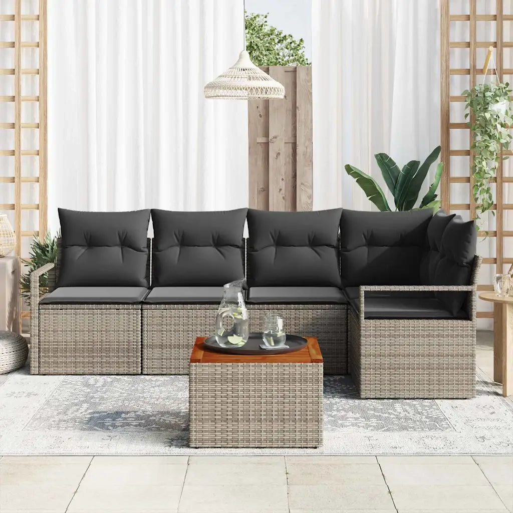 Set Divano da Giardino 6 pcs Grigio polyrattan