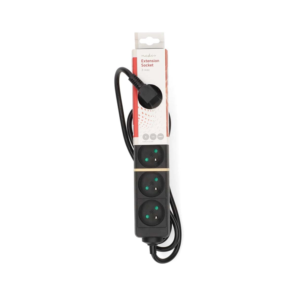 Ciabatta a 6 vie 3680W 16A Pin Ground 1,5m Tipo E Francia Nero Nedis