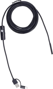 Endoscopio a 3 in 1 con connettore USB C - IP67 Resistente all'acqua - Illuminazione - Lunghezza 5 m